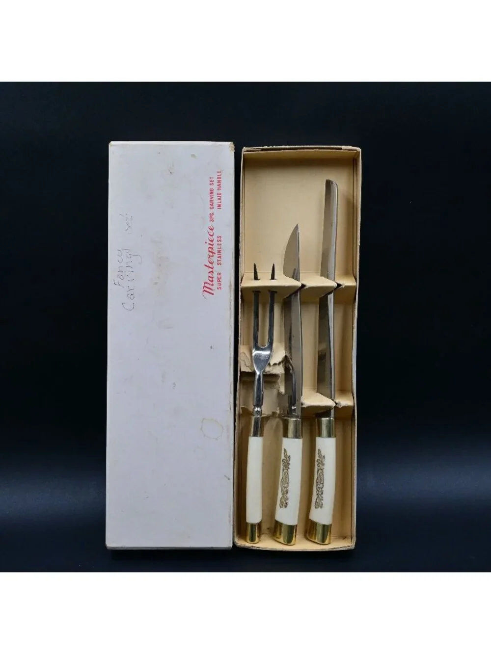 Masterpiece Super Stainless 3Pc Carving Set Royal Brand Cutlery  Vintage